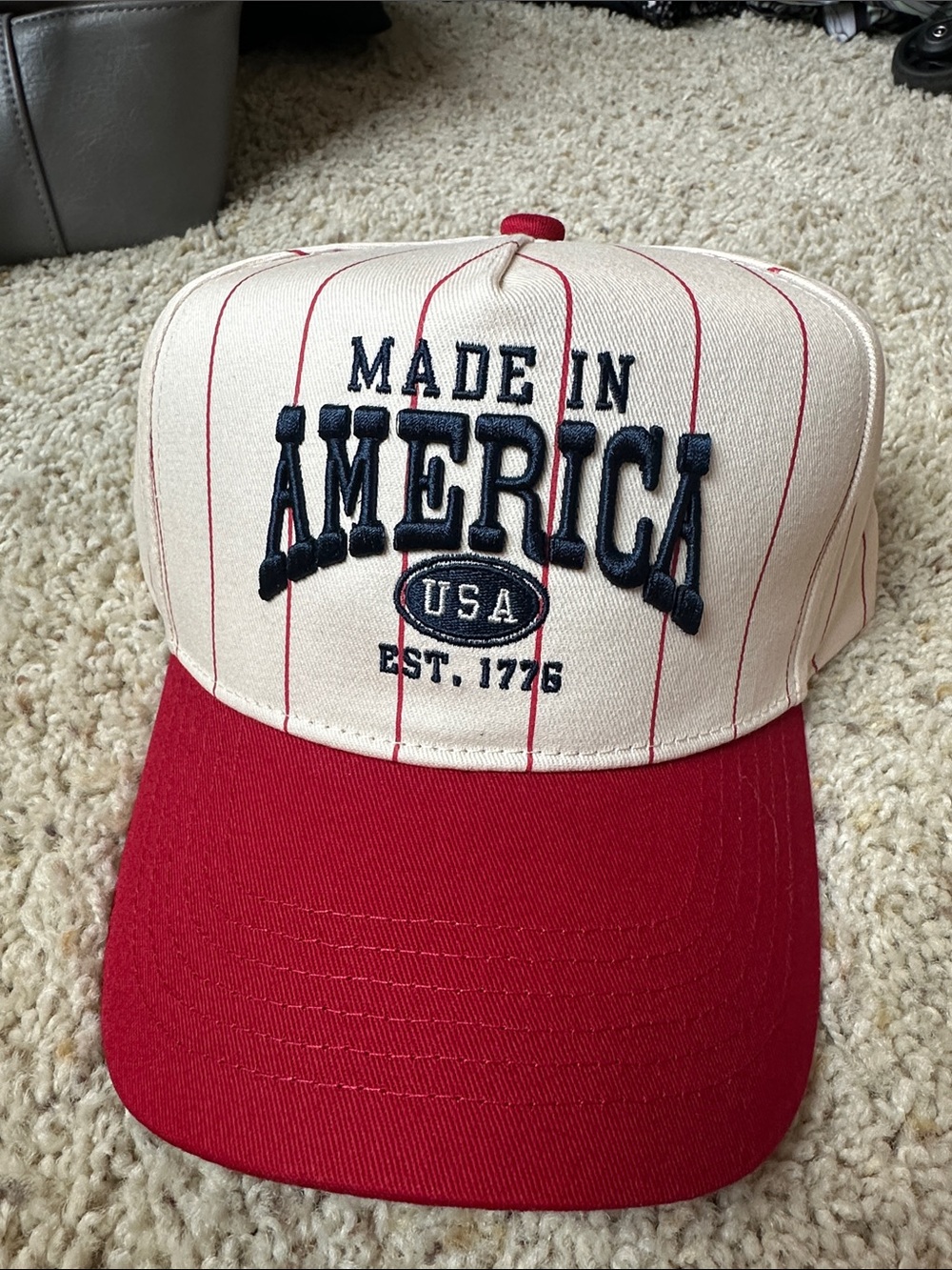 Made in America Red and Cream Trucker Hat - NEVER WORN!!!